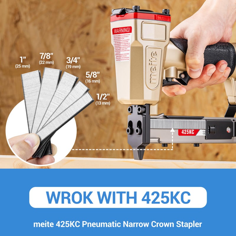 meite 18 Gauge 1/4-Inch Narrow Crown Staples, 5/8-Inch Length Heavy Duty Galvanized Upholstery Staples for Electric or Pneumatic Narrow Crown Staple Guns (4,000 PCS) - Image 5